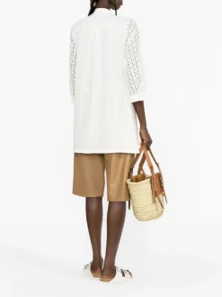 Mc2 Saint Barth Camicia Bianco Donna Pizzo Sangallo