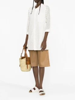 Mc2 Saint Barth Camicia Bianco Donna Pizzo Sangallo