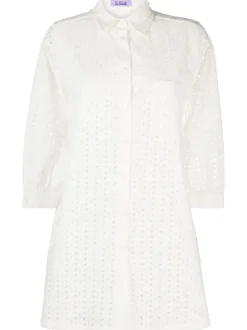 Mc2 Saint Barth Camicia Bianco Donna Pizzo Sangallo