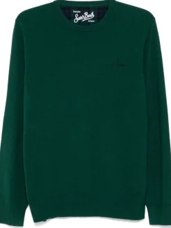 Mc2 Saint Barth Maglia Verde Uomo Micro Ricamo Logo