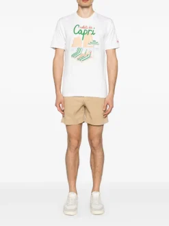 Mc2 Saint Barth T-shirt Bianco Uomo Motivo Saluti da Capri