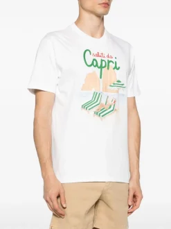 Mc2 Saint Barth T-shirt Bianco Uomo Motivo Saluti da Capri