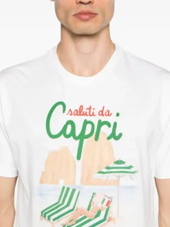 Mc2 Saint Barth T-shirt Bianco Uomo Motivo Saluti da Capri