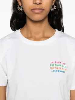 Mc2 Saint Barth T-shirt Bianco Donna Ricamo Mi Piace Lui