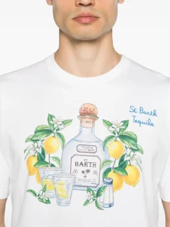 Mc2 Saint Barth T-shirt Bianco Uomo Stampa Bottiglia Tequila