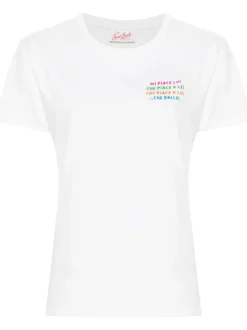 Mc2 Saint Barth T-shirt Bianco Donna Ricamo Mi Piace Lui