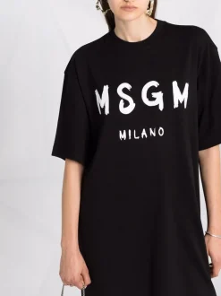 Msgm Abito Nero Donna modello T-shirt con stampa