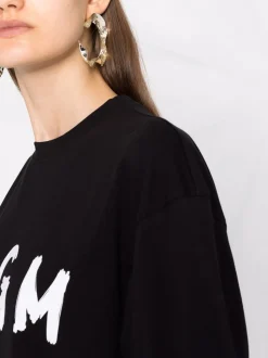 Msgm Abito Nero Donna modello T-shirt con stampa