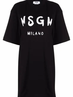 Msgm Abito Nero Donna modello T-shirt con stampa