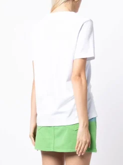 Msgm Donna T-shirt Bianco Stampa Logo Milano