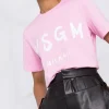 Msgm Donna T-shirt Rosa Stampa Logo Milano