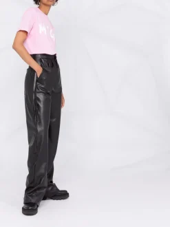 Msgm Donna T-shirt Rosa Stampa Logo Milano