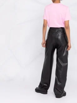 Msgm Donna T-shirt Rosa Stampa Logo Milano