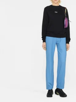 Msgm Felpa Nero Donna Micro Logo