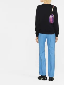 Msgm Felpa Nero Donna Micro Logo