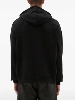 Msgm Felpa Nero Uomo Cappuccio Logo Pennellata