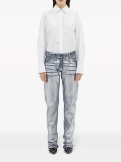 Msgm Jeans Blu Donna Effetto Metallizzato