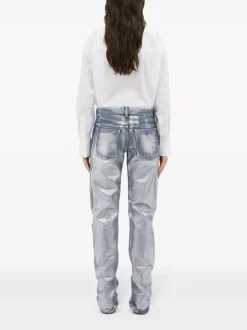 Msgm Jeans Blu Donna Effetto Metallizzato