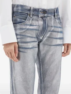 Msgm Jeans Blu Donna Effetto Metallizzato