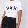 Msgm T-shirt Bianco Donna Stampa Logo Milano