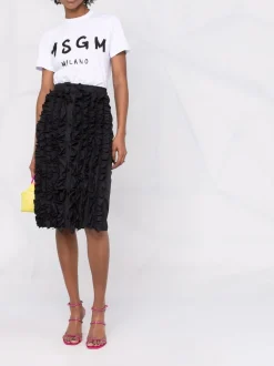 Msgm T-shirt Bianco Donna Stampa Logo Milano