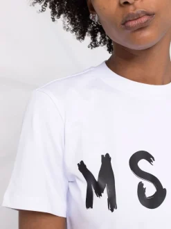 Msgm T-shirt Bianco Donna Stampa Logo Milano
