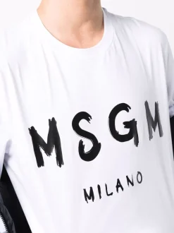 Msgm T-shirt Bianco Uomo Stampa Logo Milano