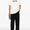MSGM T-shirt Jersey Morbido Bianco/Nero Logo Stampatello