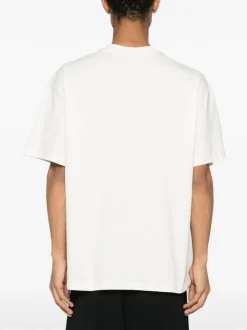 MSGM T-shirt Jersey Morbido Bianco/Nero Logo Stampatello