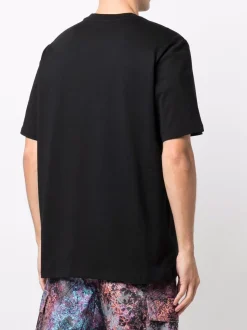 Msgm T-shirt Nero Uomo Stampa Micro Logo