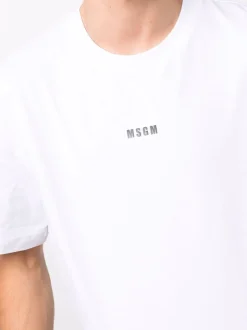 Msgm Uomo T-shirt Bianco Stampa Micro Logo