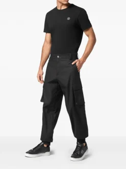 Philipp Plein Pantalone Nero Uomo Cargo Crop