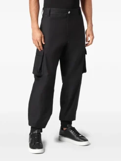Philipp Plein Pantalone Nero Uomo Cargo Crop