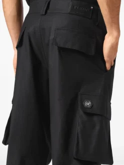 Philipp Plein Pantalone Nero Uomo Cargo Crop