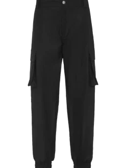 Philipp Plein Pantalone Nero Uomo Cargo Crop
