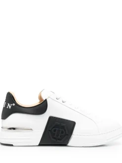 Philipp Plein Uomo Scarpa Bianco Banda Logo