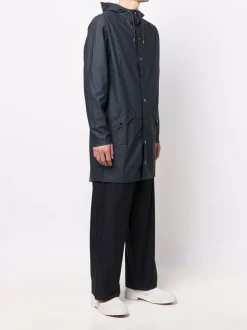 Rains Giubbotto Blu Uomo Impermeabile Dritto Lungo