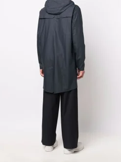 Rains Giubbotto Blu Uomo Impermeabile Dritto Lungo