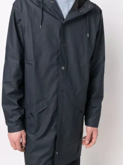 Rains Giubbotto Blu Uomo Impermeabile Dritto Lungo