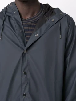 Rains Giubbotto Blu Uomo Impermeabile Dritto Cappuccio