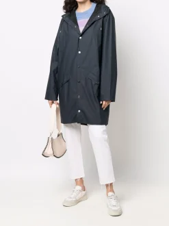 Rains Giubbotto Blu Uomo Impermeabile Dritto Lungo