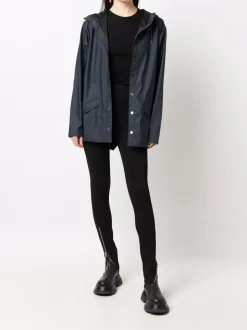 Rains Giubbotto Blu Uomo Impermeabile Dritto Cappuccio