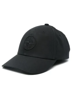 Stone Island Cappello Nero Uomo Ricamo Compass