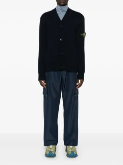 Stone Island Cardigan Blu Uomo Patch Compass