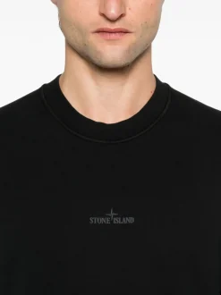 Stone Island Felpa Nero Uomo Maxi Logo Posteriore