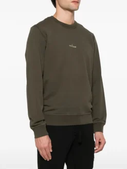 Stone Island Felpa Verde Uomo Maxi Logo Posteriore