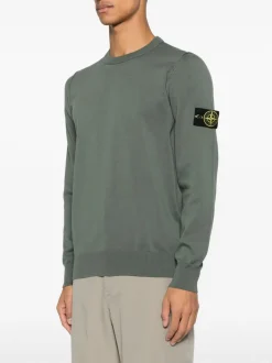 Stone Island Maglia Verde Uomo Patch Logo Compass
