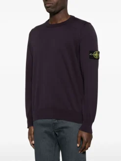 Stone Island Maglia Viola Uomo Patch Logo Compass