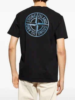 Stone Island T-shirt Nero Uomo Logo Compass Posteriore
