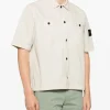 Stone Island Uomo Camicia Marrone Maniche Corte